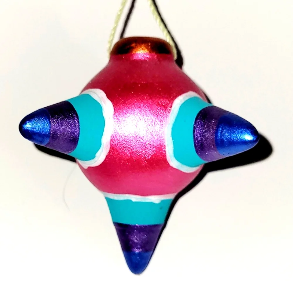 Folkart Mobile, 3 Metallic Painted Clay Piñatas, Mexican Hanging Decorat…